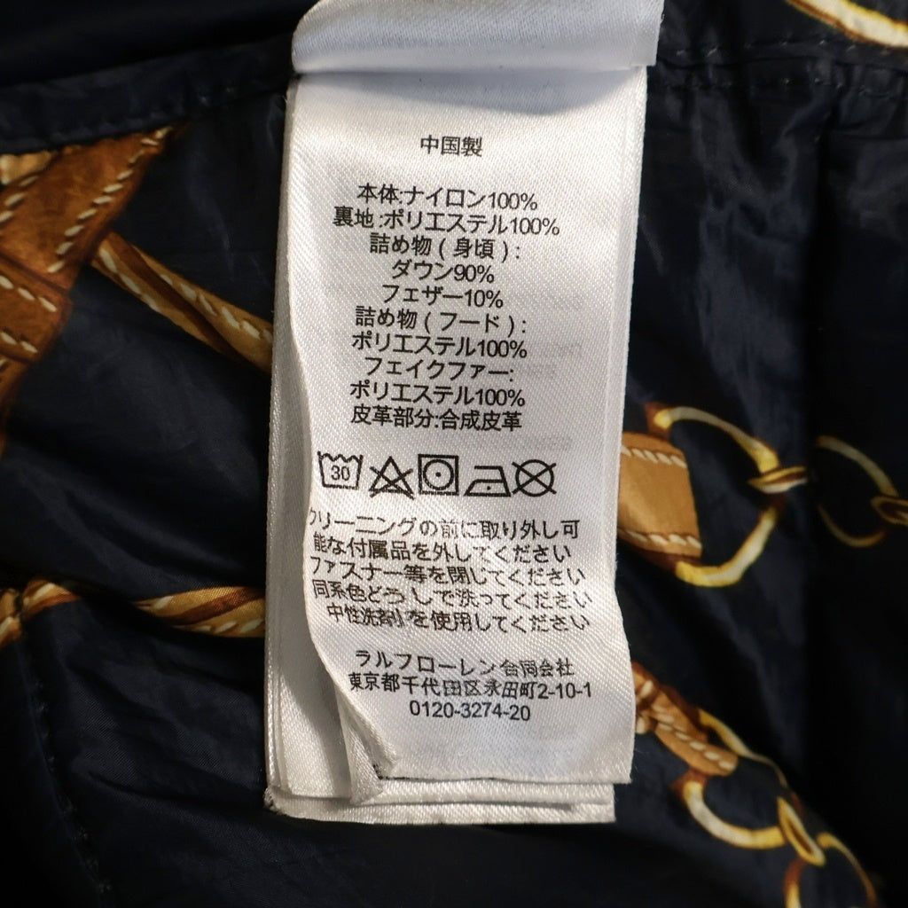 LAUREN RALPH LAUREN(ローレンラルフローレン) ダウンジャケット ダウンコート 裏地ベルト柄 レディース ブラック