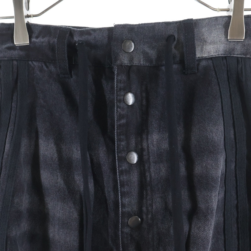 YORI SPORT(ヨリ スポーツ) 5stripe Denim ストライプデニムパンツ ダメージ加工 ブラック