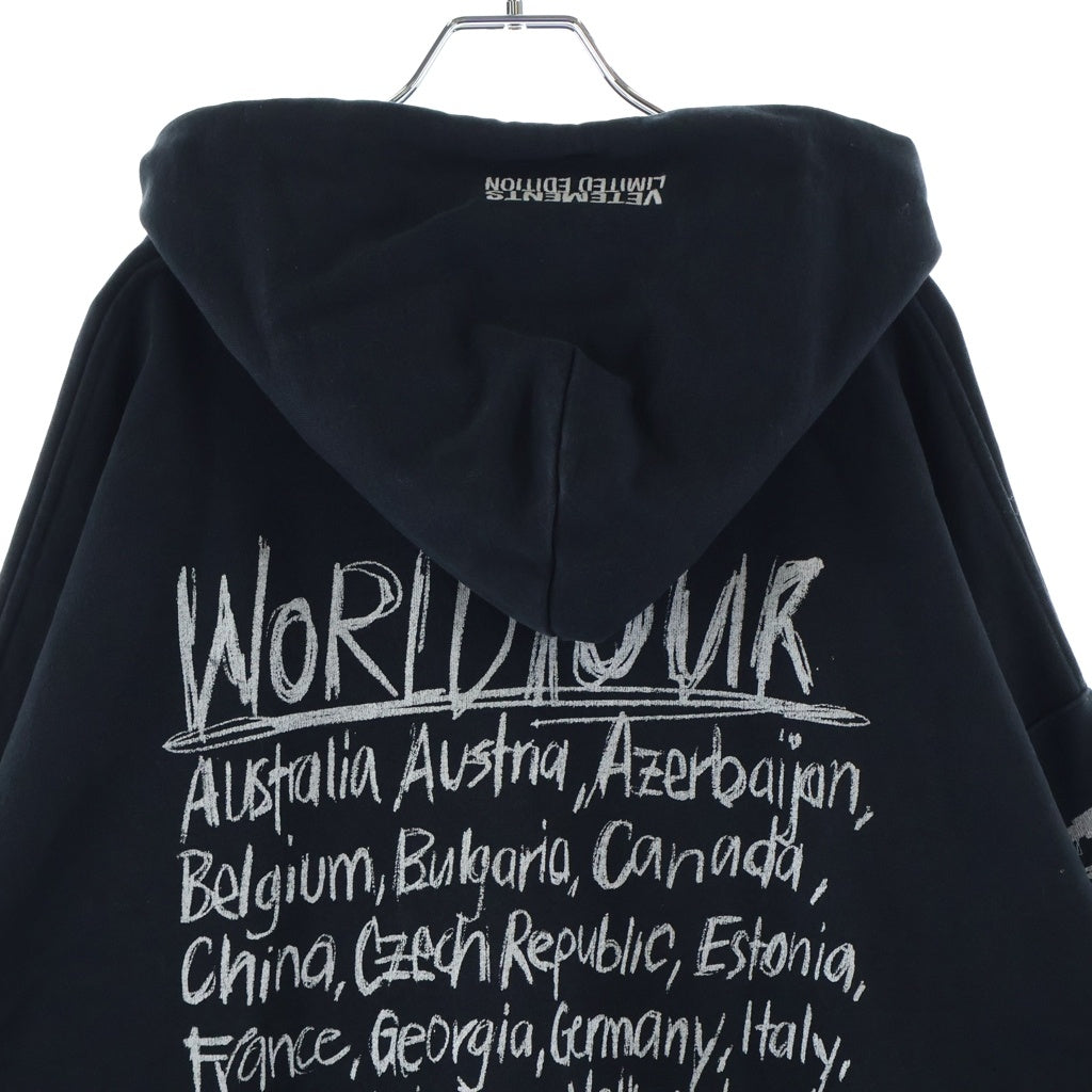 VETEMENTS(ヴェトモン) 21AW LIMITED EDITION WORLD TOUR LOGO HOODIE リミテッドエディション ワールドツアーフーディー パーカー ブラック UE52TR470S