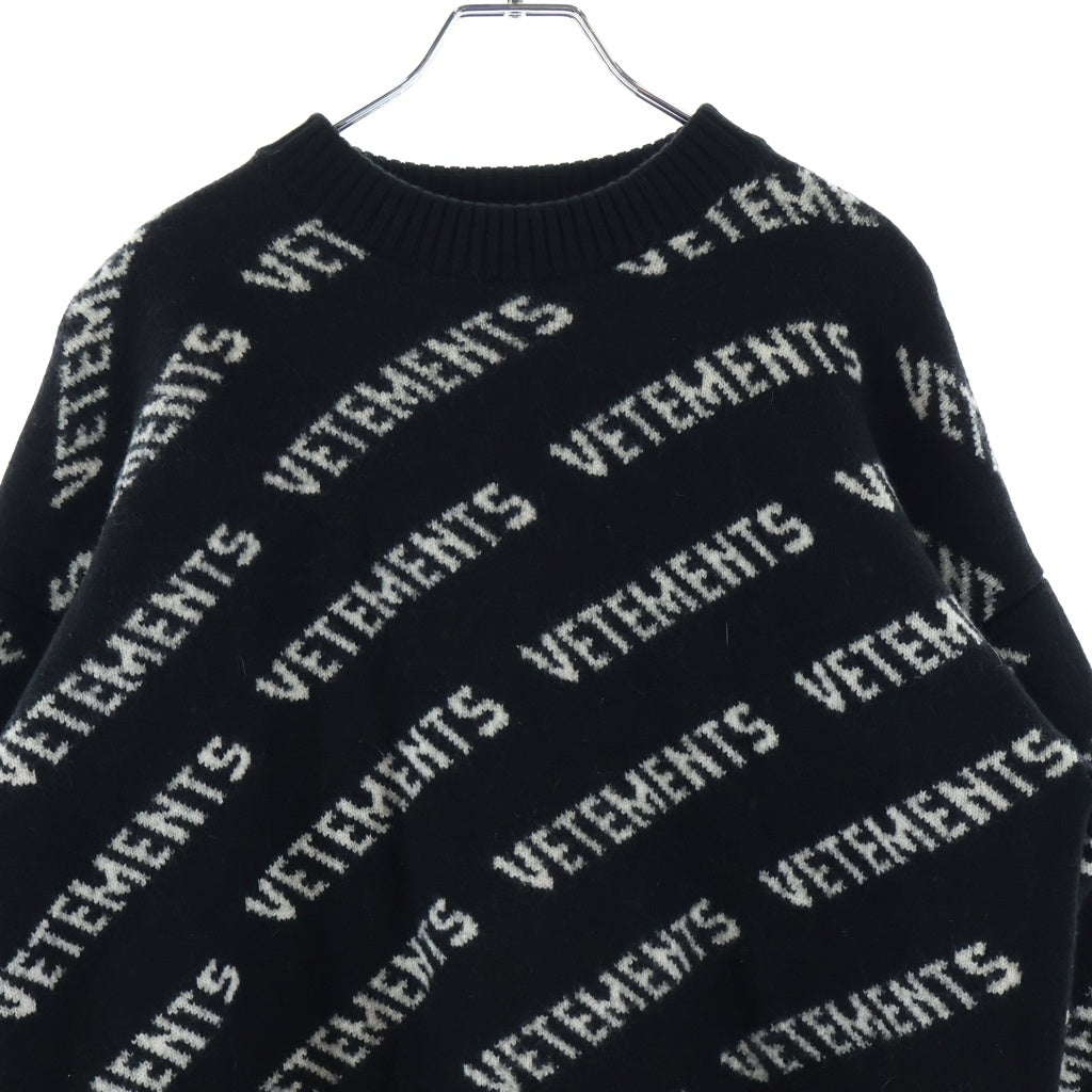 VETEMENTS(ヴェトモン) MONOGRAM KNITTED SWEATER モノグラム スウェット ロゴニット ブラック/ホワイト UA53KN300B