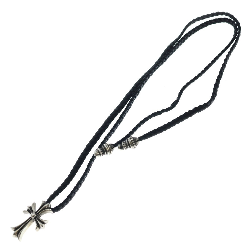 CHROME HEARTS(クロムハーツ) CH CRS SML CL スモールCHクロス クリンプト レザーブレイド ネックレス シルバー/ブラック