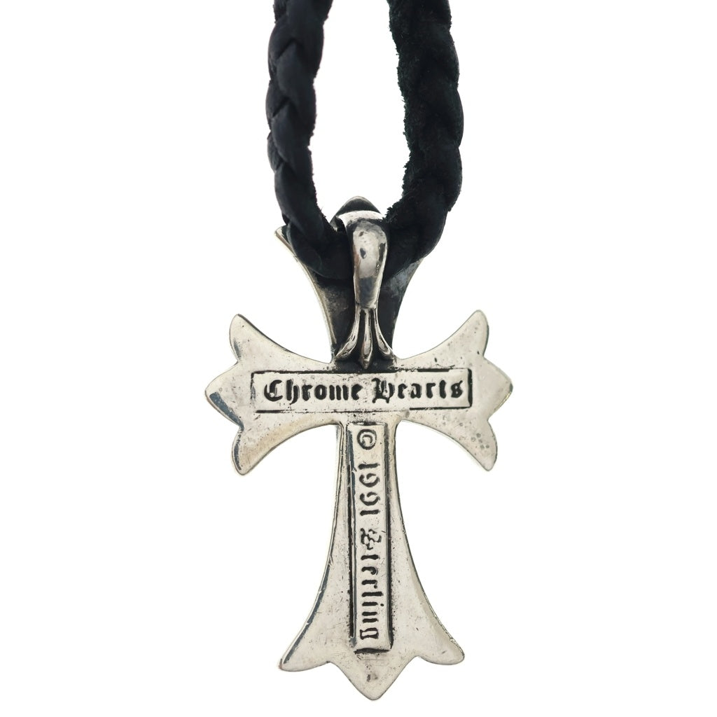 CHROME HEARTS(クロムハーツ) CH CRS SML CL スモールCHクロス クリンプト レザーブレイド ネックレス シルバー/ブラック