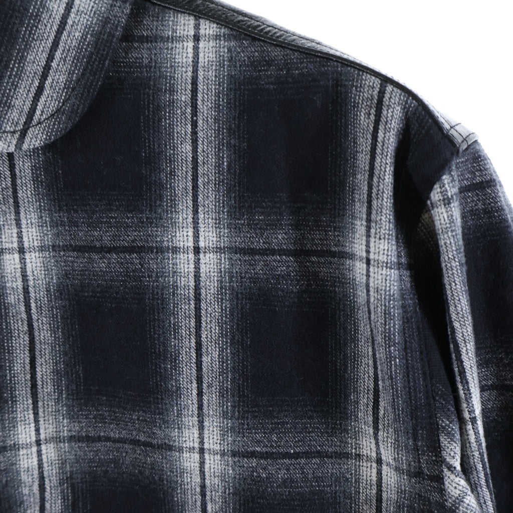 JUNYA WATANABE COMME des GARCONS(ジュンヤワタナベ コムデギャルソン) 25AW コットン フランネル チェック コーデュロイ レザー シャツ ブラック WP-B021