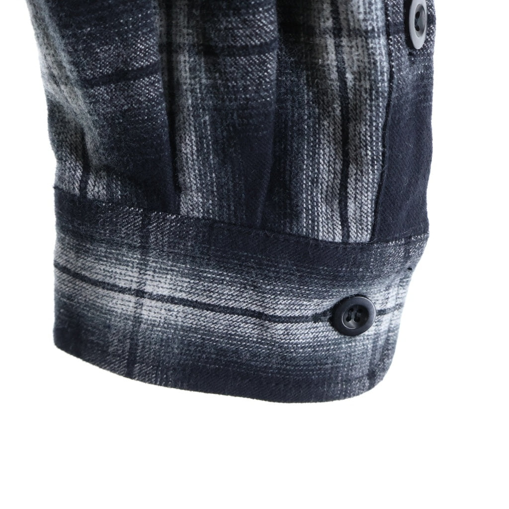 JUNYA WATANABE COMME des GARCONS(ジュンヤワタナベ コムデギャルソン) 25AW コットン フランネル チェック コーデュロイ レザー シャツ ブラック WP-B021