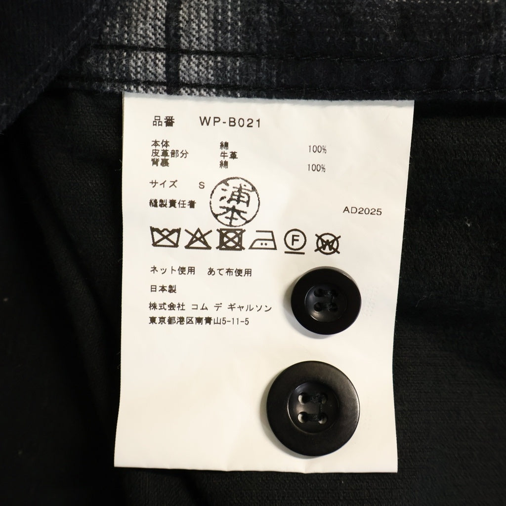 JUNYA WATANABE COMME des GARCONS(ジュンヤワタナベ コムデギャルソン) 25AW コットン フランネル チェック コーデュロイ レザー シャツ ブラック WP-B021