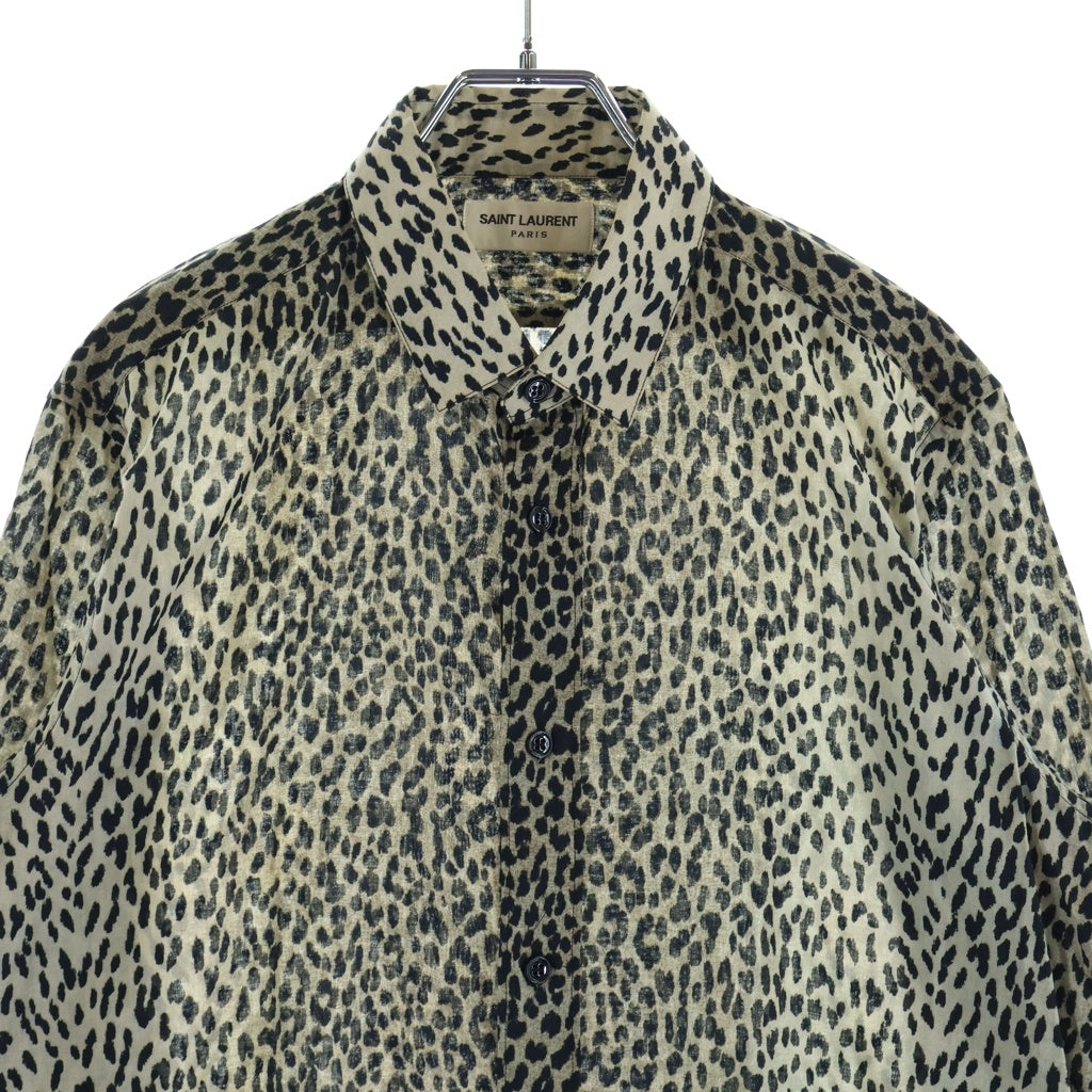SAINT LAURENT PARIS(サンローランパリ) 14SS エディ期 Leopard Shirt ベイビーキャット レオパード ロングスリーブ 長袖 シャツ ベージュ/ブラック 323951 YM30P