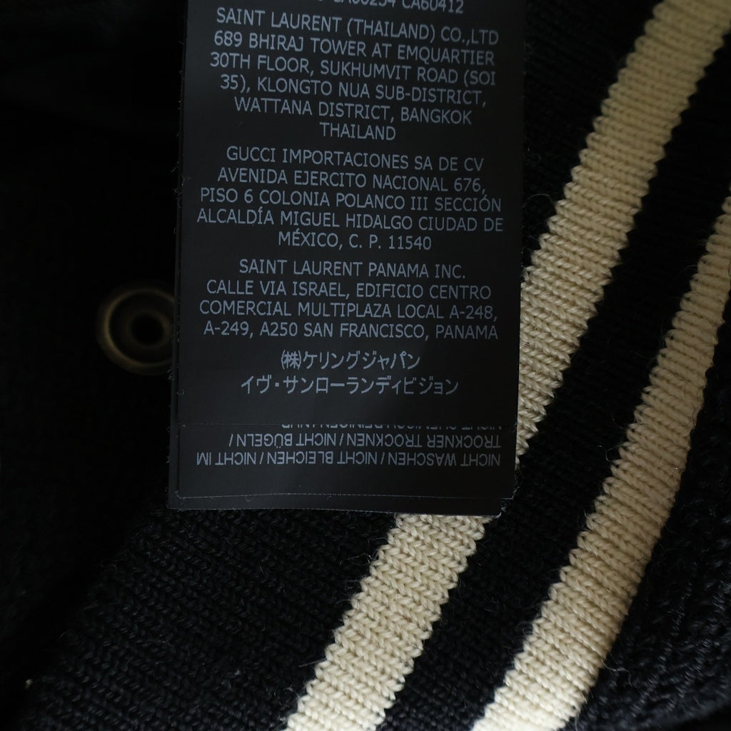 SAINT LAURENT PARIS(サンローランパリ) TEDDY JACKET テディジャケット レザートリムウールスタジアムジャンパー ブルゾン 354718 ブラック