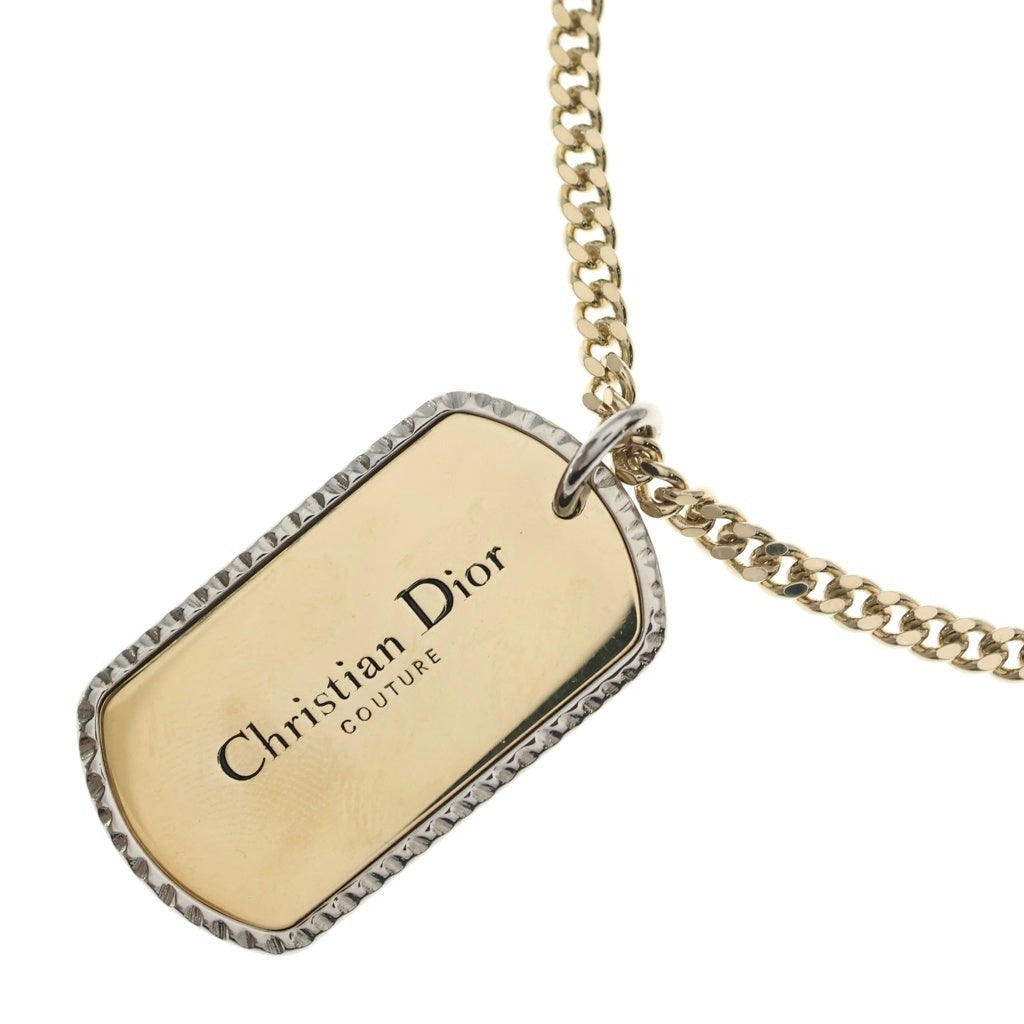 DIOR(ディオール) ドックタグ ロゴプレート ネックレス ゴールド