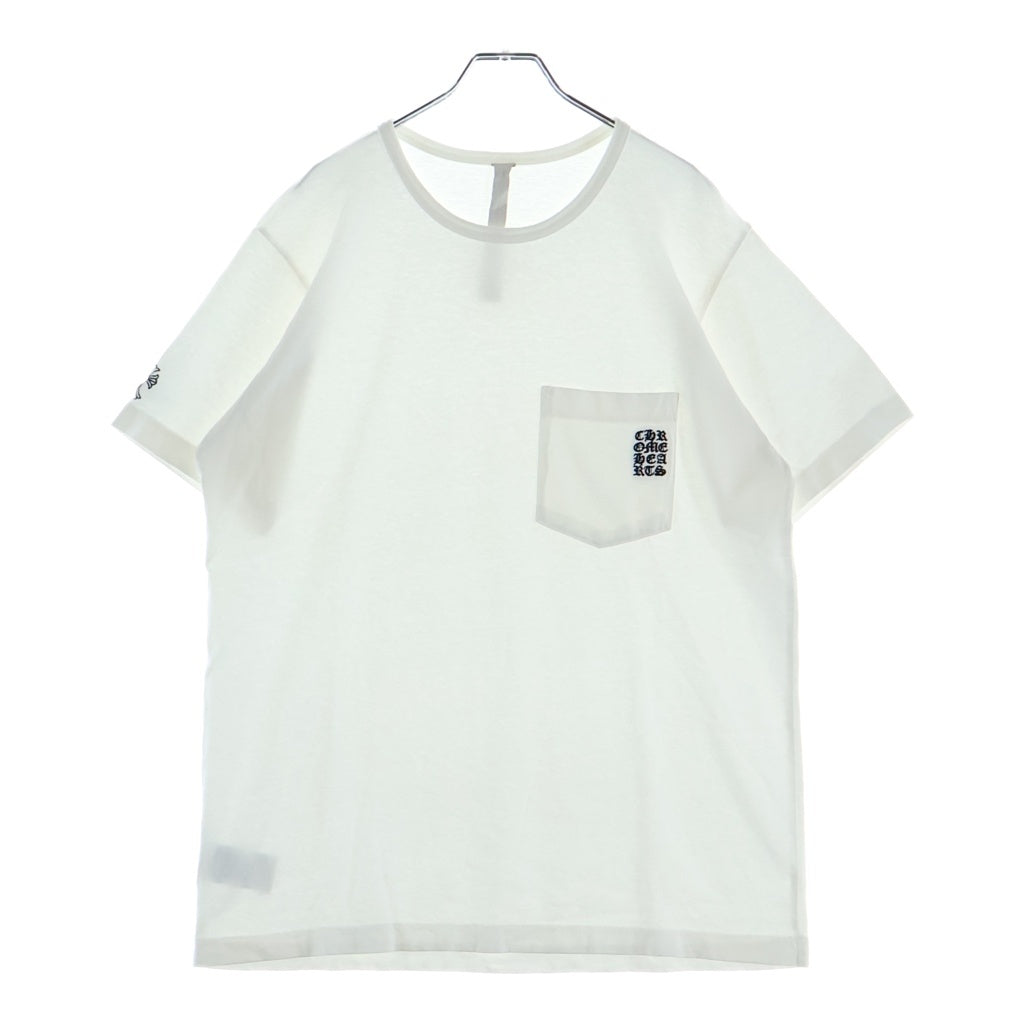 CHROME HEARTS(クロムハーツ) Y NOT Vertical Logo Cross Embroidery ワイノット ロゴ刺繍 ポケット半袖Tシャツカットソー ブラック