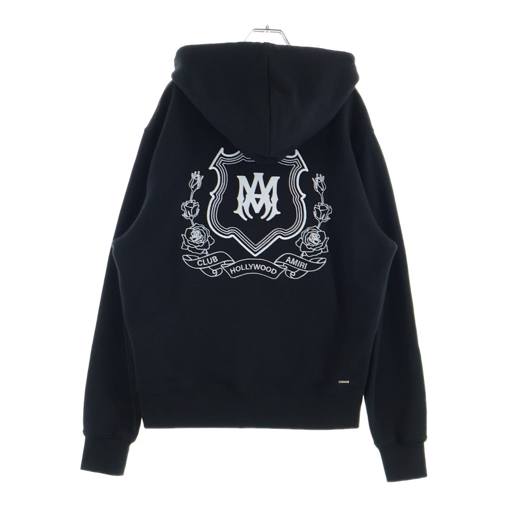 AMIRI(アミリ) MA CREST MAクレストロゴ刺繍 ジップアップフーディーパーカー ブラック AMJYHD1126