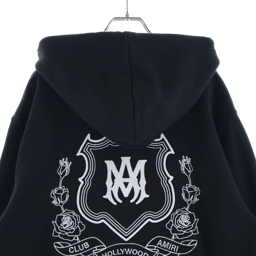 AMIRI(アミリ) MA CREST MAクレストロゴ刺繍 ジップアップフーディーパーカー ブラック AMJYHD1126