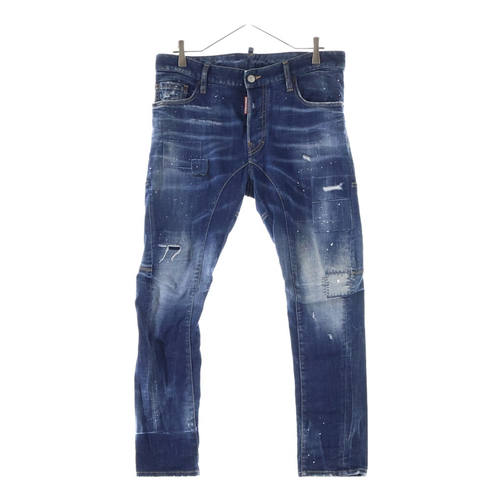 DSQUARED2(ディースクエアード) Tidy Biker Jean スキニージーンズ ペイント ダメージデニムパンツ インディゴ S71LB1369 S30342