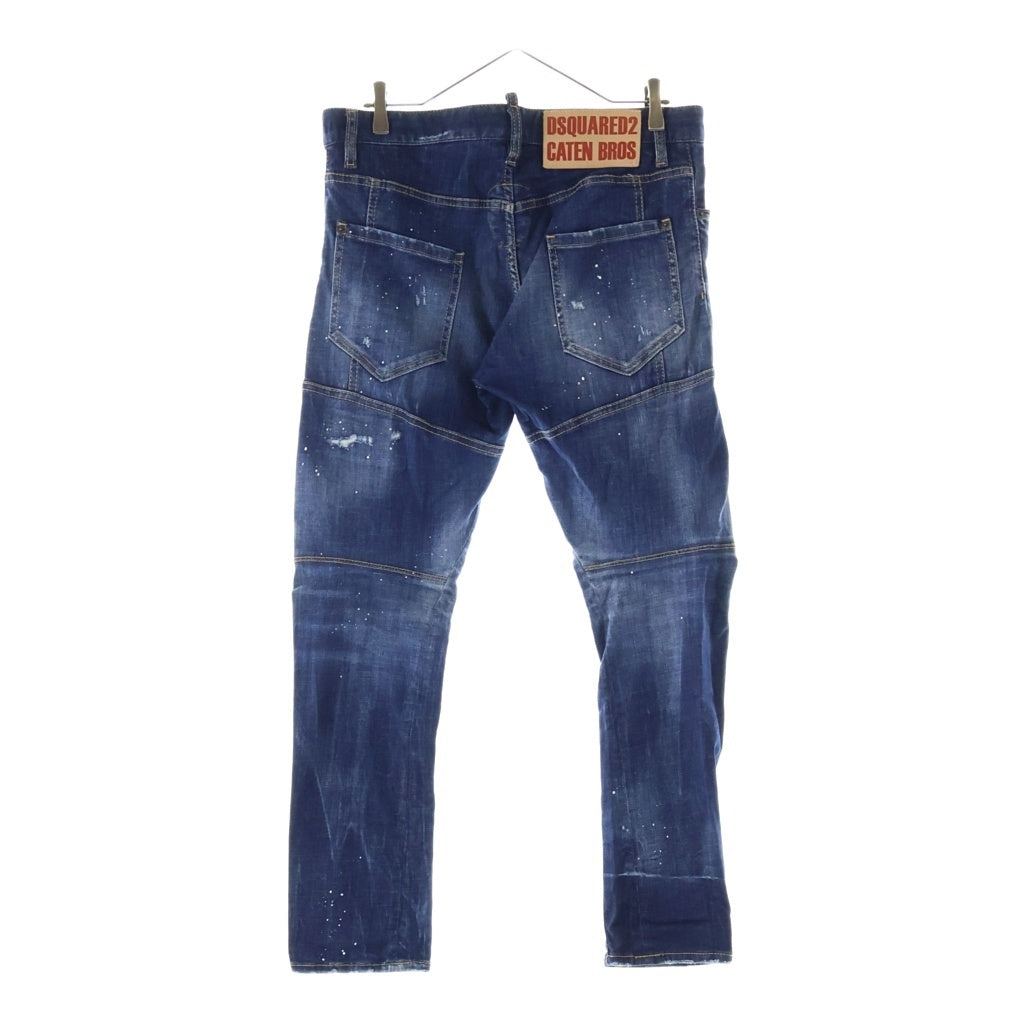 DSQUARED2(ディースクエアード) Tidy Biker Jean スキニージーンズ ペイント ダメージデニムパンツ インディゴ S71LB1369 S30342