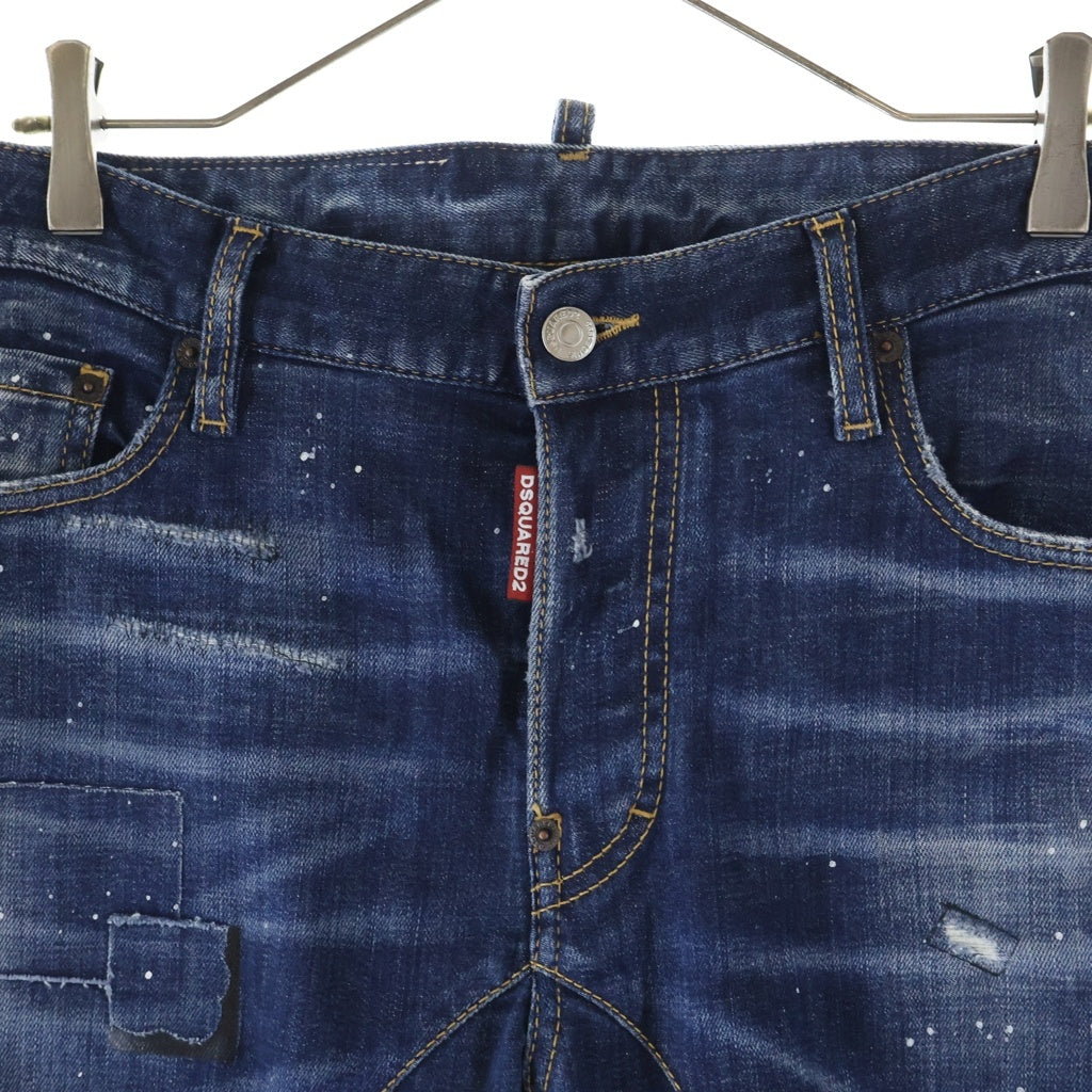 DSQUARED2(ディースクエアード) Tidy Biker Jean スキニージーンズ ペイント ダメージデニムパンツ インディゴ S71LB1369 S30342