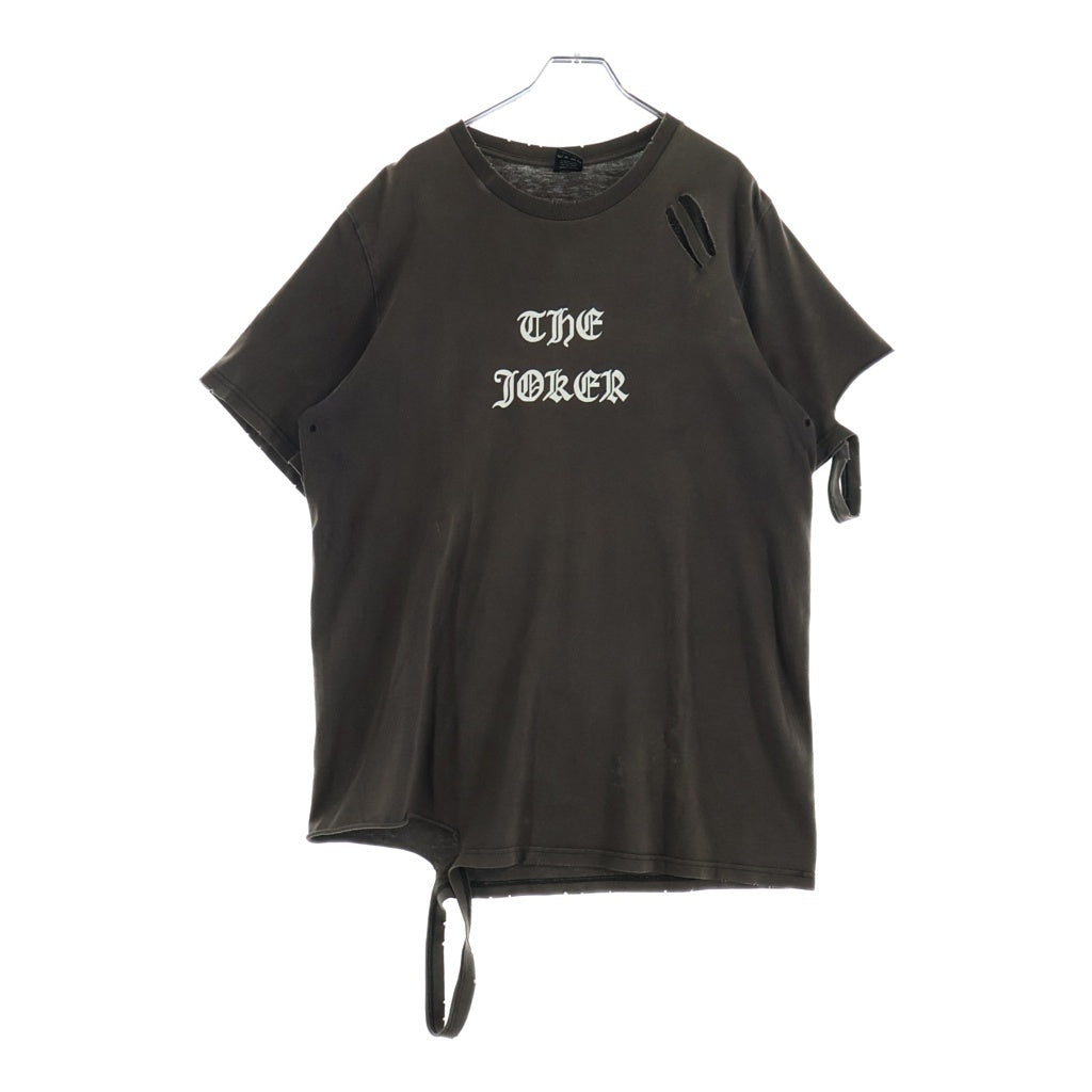 NUMBER (N)INE(ナンバーナイン) 04AW THE JOKER GIVE期 ANTI WAR 反戦 プリントクルーネック半袖Tシャツ カットソー ダメージ加工 ブラウン