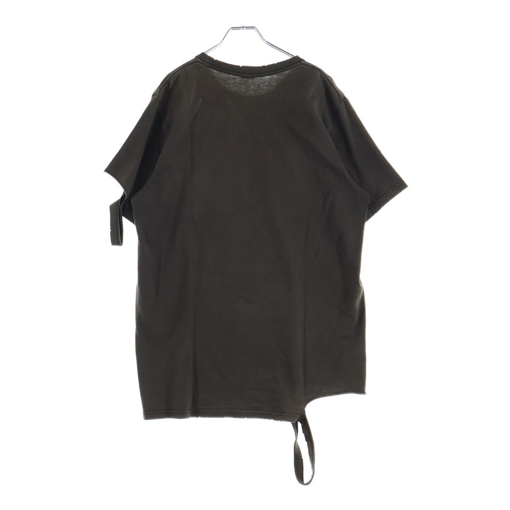 NUMBER (N)INE(ナンバーナイン) 04AW THE JOKER GIVE期 ANTI WAR 反戦 プリントクルーネック半袖Tシャツ カットソー ダメージ加工 ブラウン