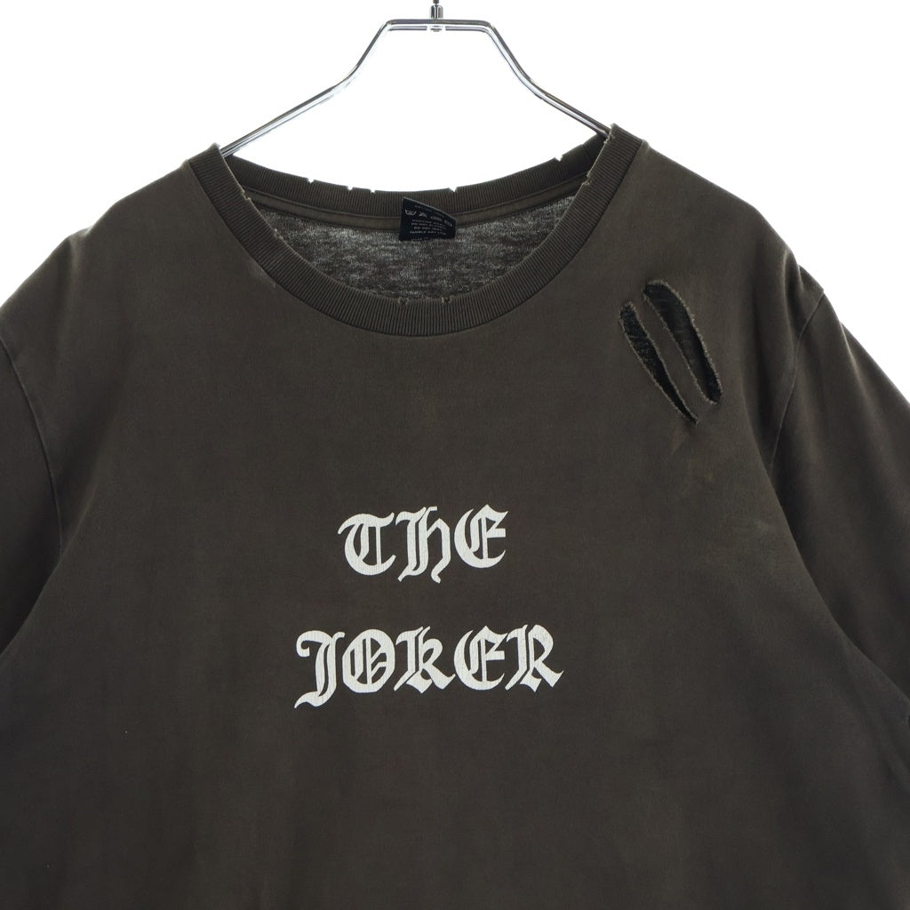 NUMBER (N)INE(ナンバーナイン) 04AW THE JOKER GIVE期 ANTI WAR 反戦 プリントクルーネック半袖Tシャツ カットソー ダメージ加工 ブラウン
