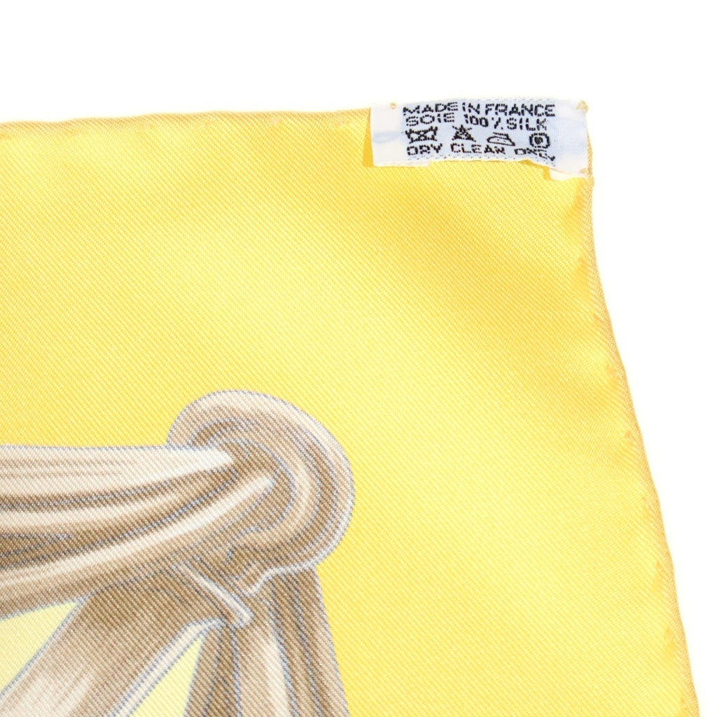 HERMES(エルメス) 馬具柄 カレ 90 シルク スカーフ イエロー レディース