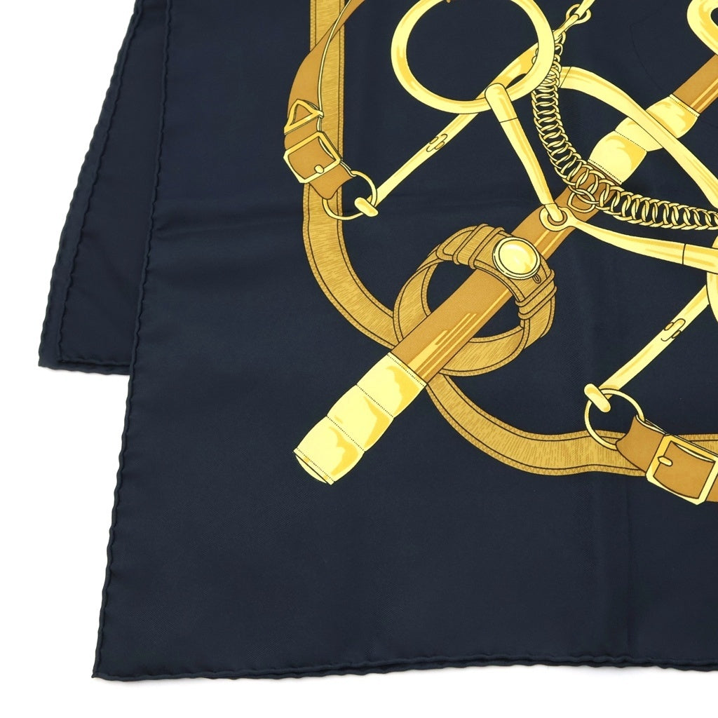 HERMES(エルメス) カレ90 エプロンドール 大判 シルク スカーフ ブラック レディース