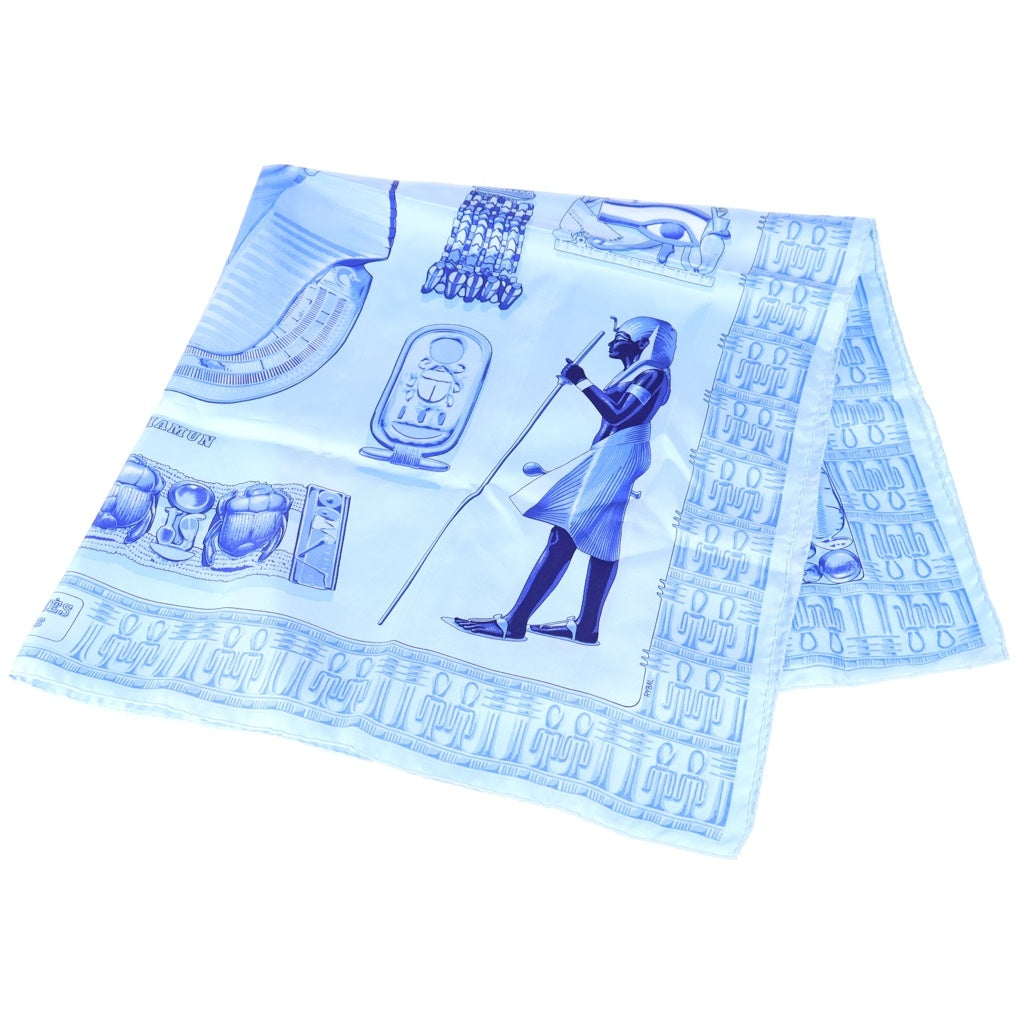 HERMES(エルメス) カレ90 TUTANKHAMUN ツタンカーメン シルク スカーフ ブルー レディース