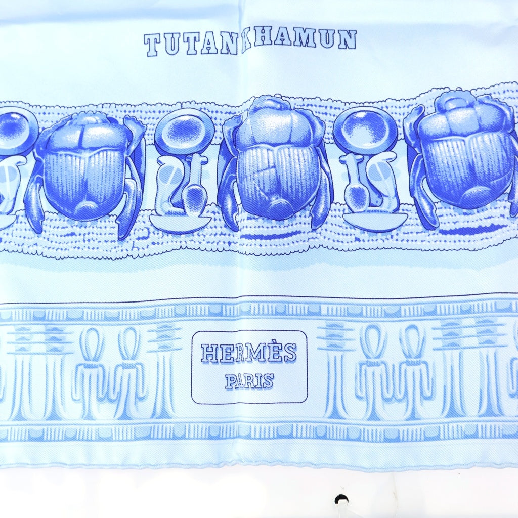 HERMES(エルメス) カレ90 TUTANKHAMUN ツタンカーメン シルク スカーフ ブルー レディース