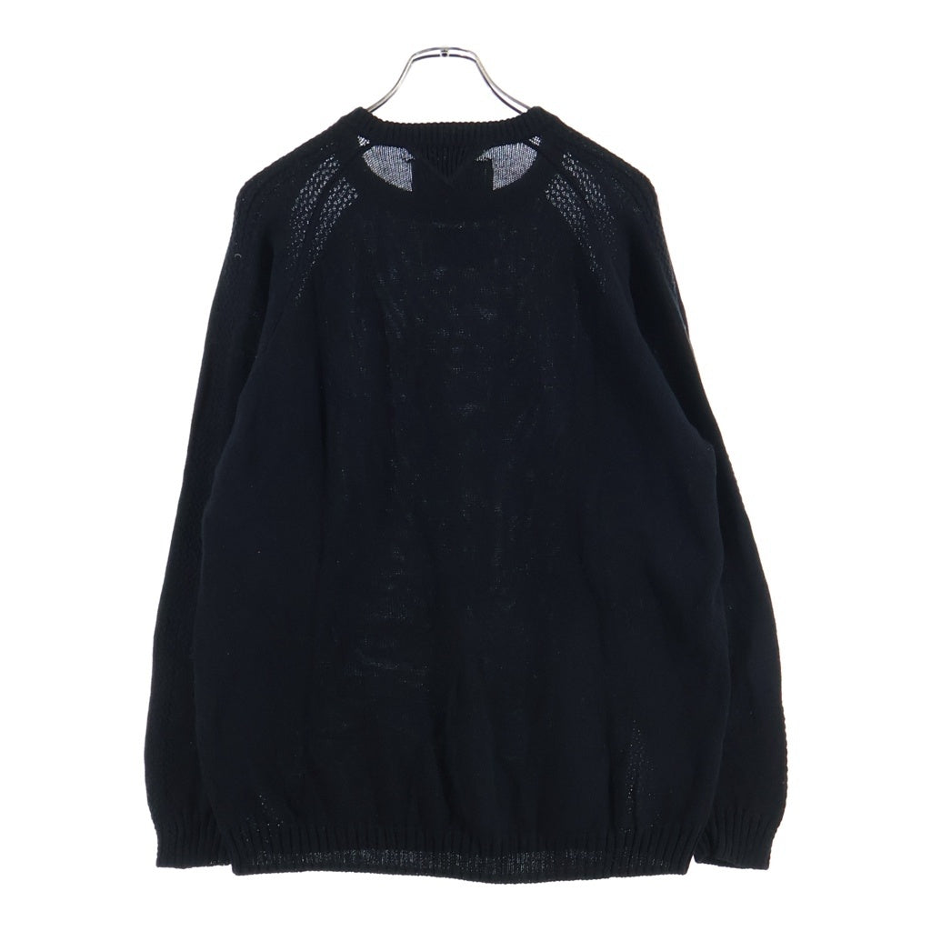 White Mountaineering(ホワイトマウンテニアリング) 25SS RAGLAN KNIT PULLOVER ラグランニットプルオーバー コットンセーター ブラック WM2571603