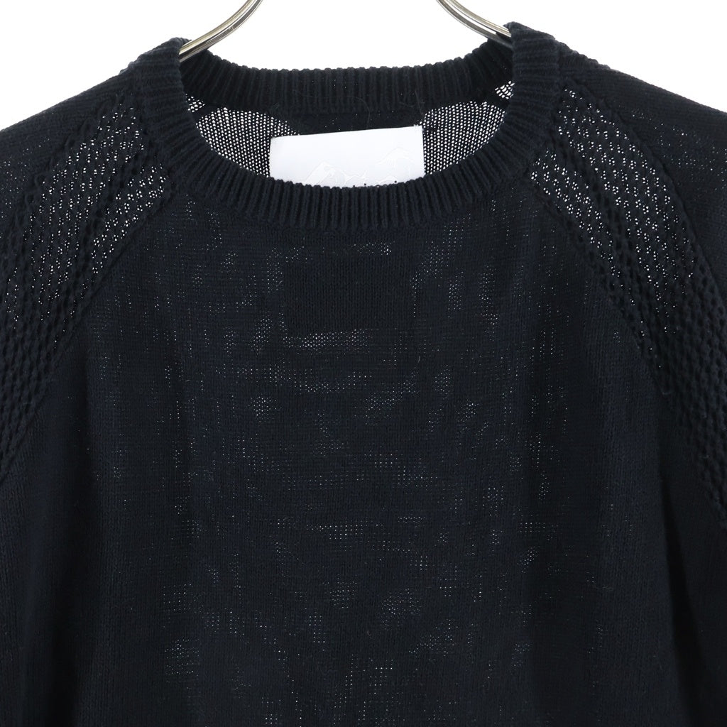 White Mountaineering(ホワイトマウンテニアリング) 25SS RAGLAN KNIT PULLOVER ラグランニットプルオーバー コットンセーター ブラック WM2571603