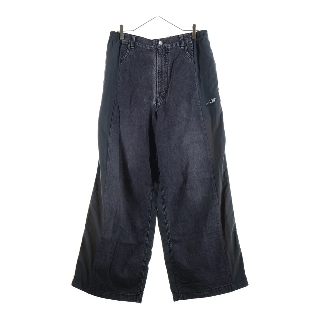 AMBUSH(アンブッシュ) 23SS デニム切り替えワイドトラックパンツ ブラック/イエロー 12114315