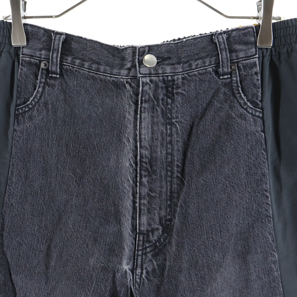 AMBUSH(アンブッシュ) 23SS デニム切り替えワイドトラックパンツ ブラック/イエロー 12114315