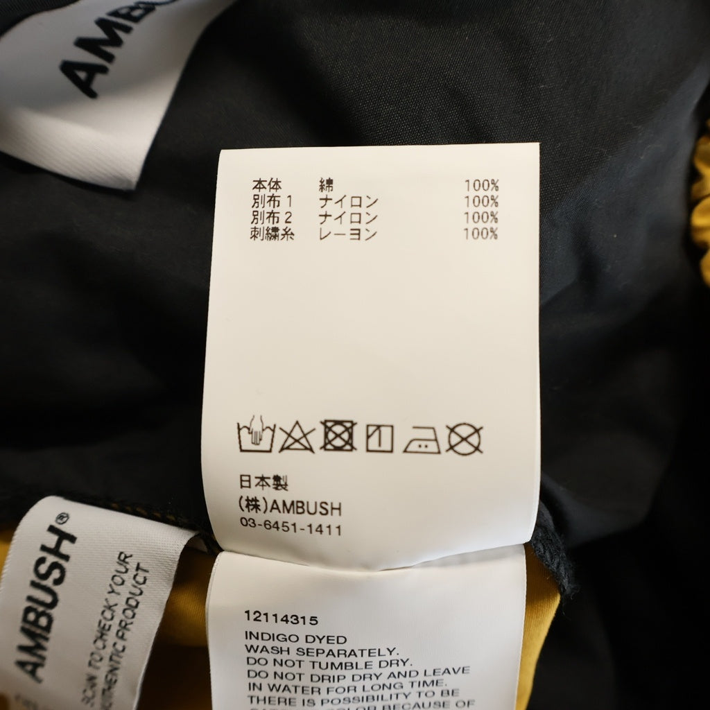 AMBUSH(アンブッシュ) 23SS デニム切り替えワイドトラックパンツ ブラック/イエロー 12114315