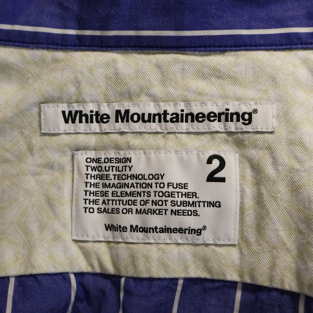 White Mountaineering(ホワイトマウンテニアリング) MID GUSSET SLEEVE STRIPE SHIRT BLOUSON ミッドガセットスリーブストライプシャツブルゾン ブルー WM2571104