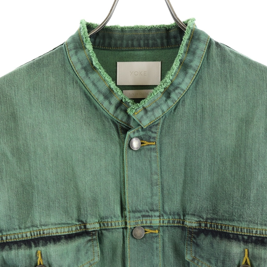 YOKE(ヨーク) 24SS CUT-OFF WIDE DENIM TRUCKER JACKET カットオフワイドデニムトラッカージャケット グリーン YK24SS0694B