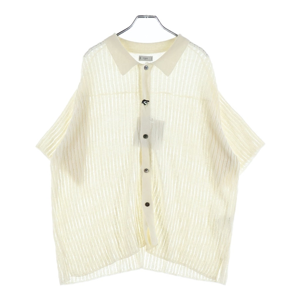 YOKE(ヨーク) 26SS Rib Knit Sheer Shirt リブニットシアー半袖シャツ ホワイト YK26SS01250S