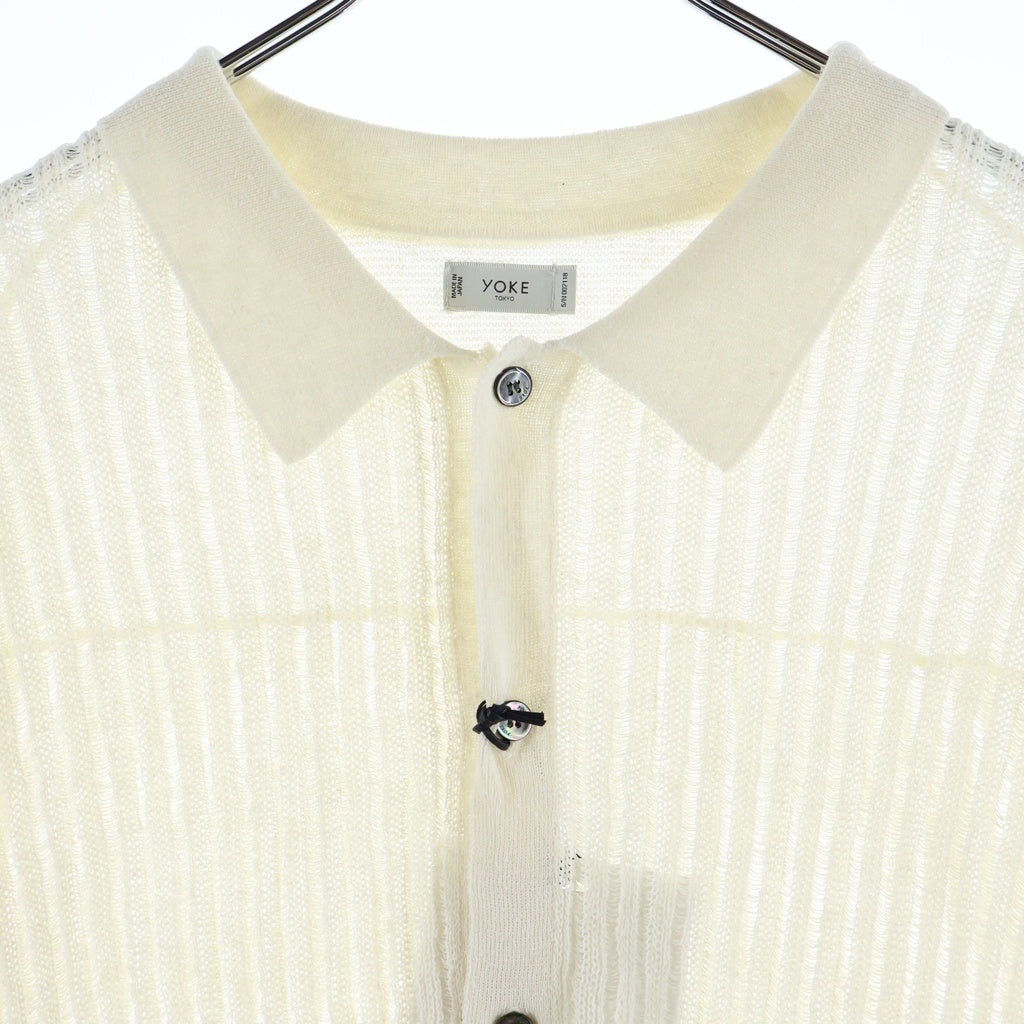 YOKE(ヨーク) 26SS Rib Knit Sheer Shirt リブニットシアー半袖シャツ ホワイト YK26SS01250S