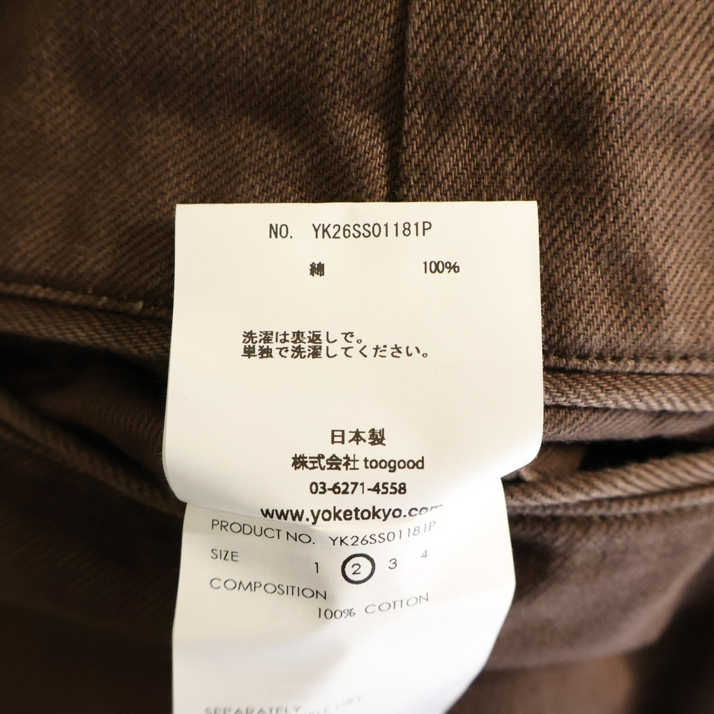 YOKE(ヨーク) 26SS 1pleated Wide Tapered Trousers 1プリーツ ワイドテーパードトラウザーパンツ ブラウン YK26SS01181P