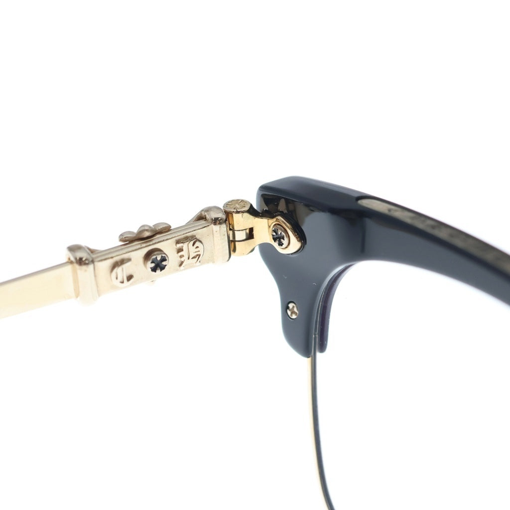 CHROME HEARTS(クロムハーツ) BONENNOISSEUR 2 テンプルCHクロス ハーフリム サングラス アイウェア 眼鏡 ブラック/ゴールド 10545165