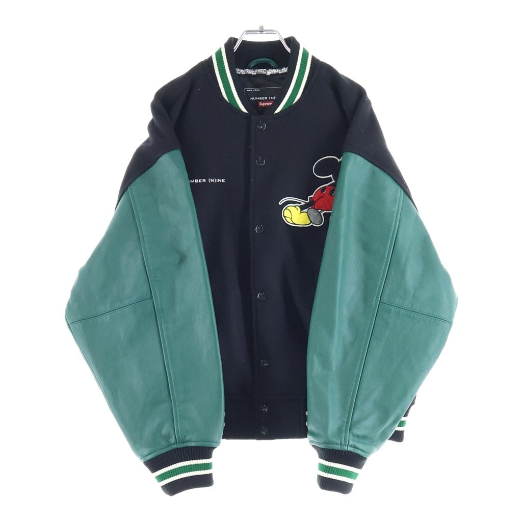 SUPREME(シュプリーム) 25AW ×Number(N)ine Mickey Varsity Jacket ナンバーナイン ミッキー バーシティ ジャケット スタジャン ブラック/グリーン