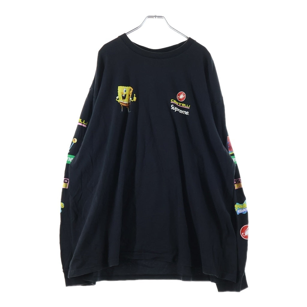 SUPREME(シュプリーム) 25SS SpongeBob Castelli Racing Tee スポンジボブ ボックスロゴ レーシング クルーネック長袖カットソー ブラック