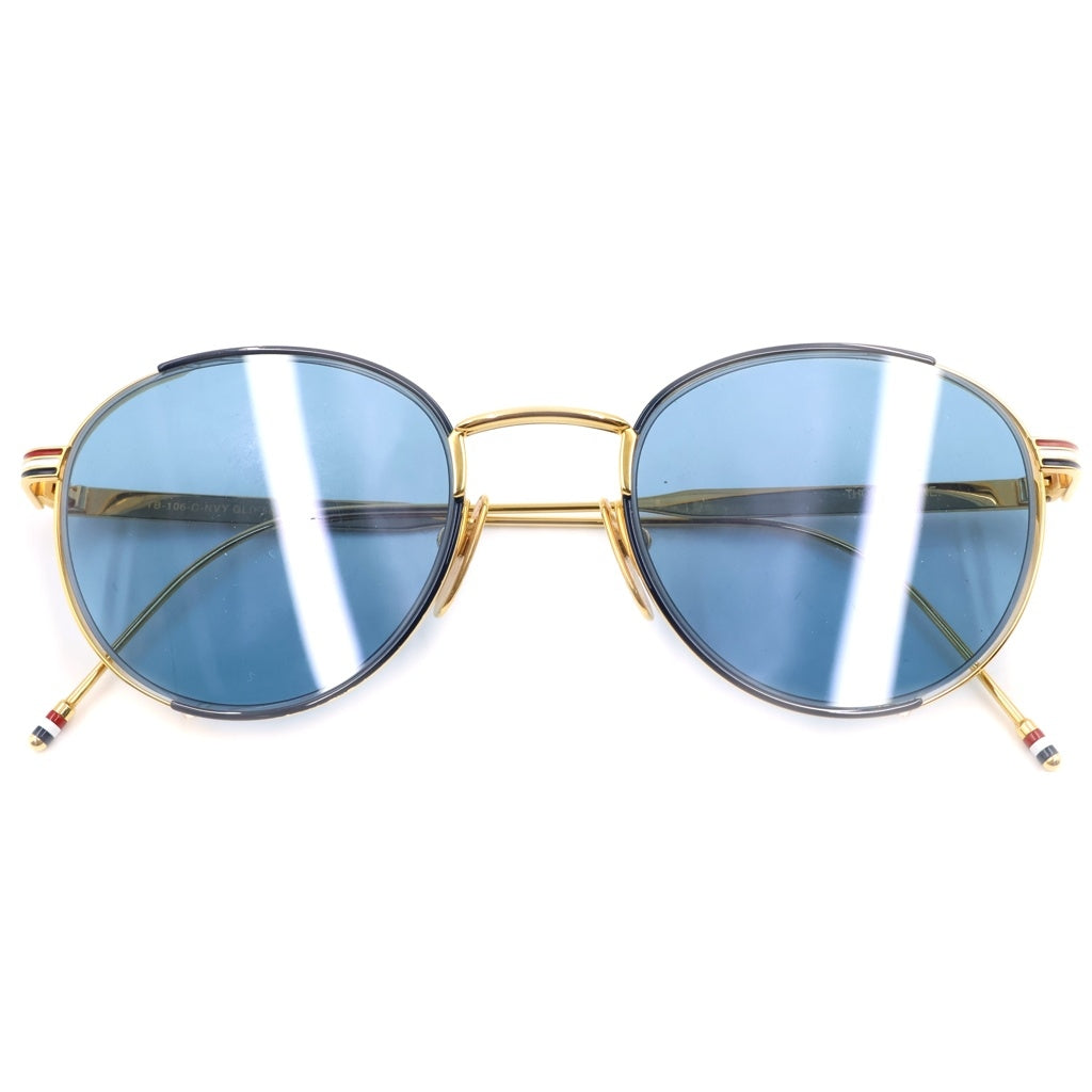 THOM BROWNE(トムブラウン) オーバルメタルサングラス アイウェア メガネ ゴールド/ブルー TB-106-C-NVY-GLD-50