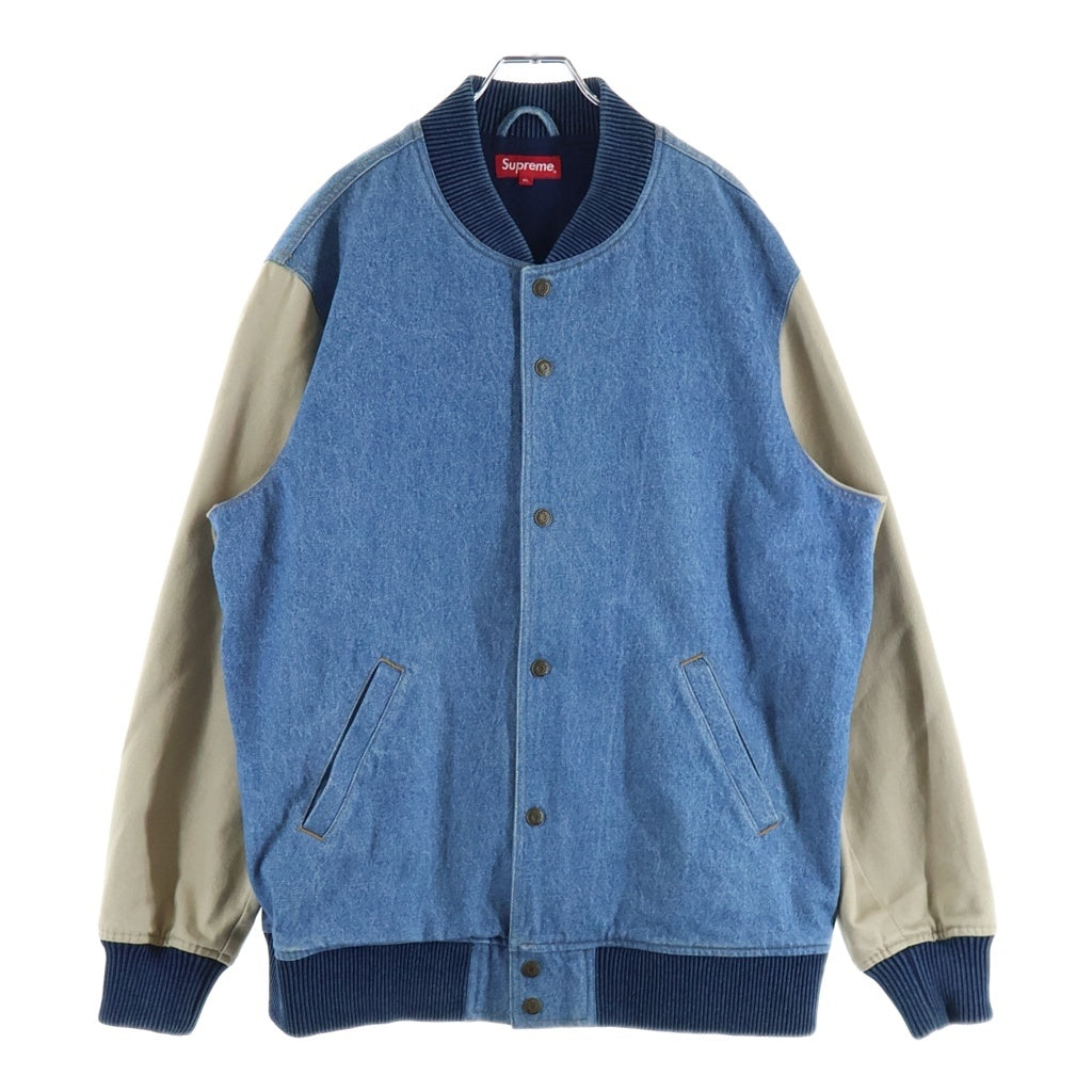 SUPREME(シュプリーム) 14AW Denim Twill Varsity Jacket デニムツイルバーシティジャケット インディゴ/ベージュ
