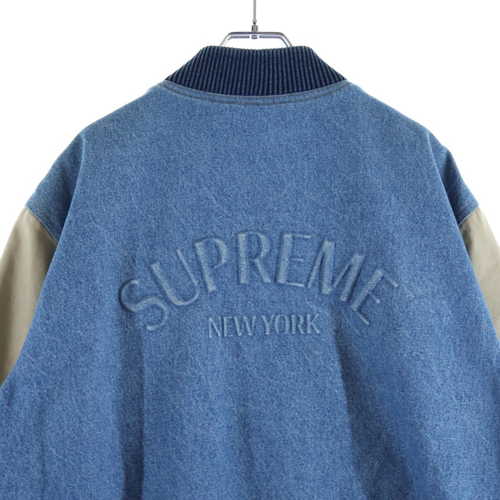 SUPREME(シュプリーム) 14AW Denim Twill Varsity Jacket デニムツイルバーシティジャケット インディゴ/ベージュ