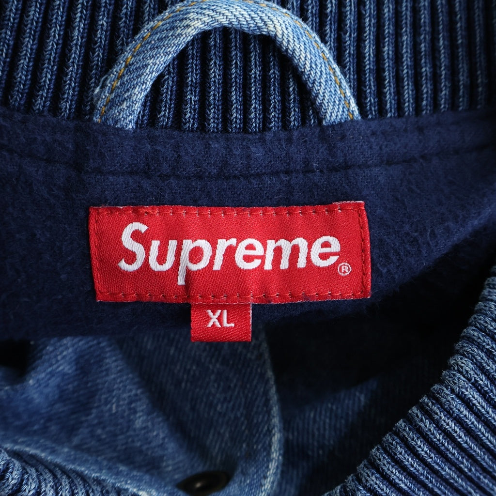 SUPREME(シュプリーム) 14AW Denim Twill Varsity Jacket デニムツイルバーシティジャケット インディゴ/ベージュ