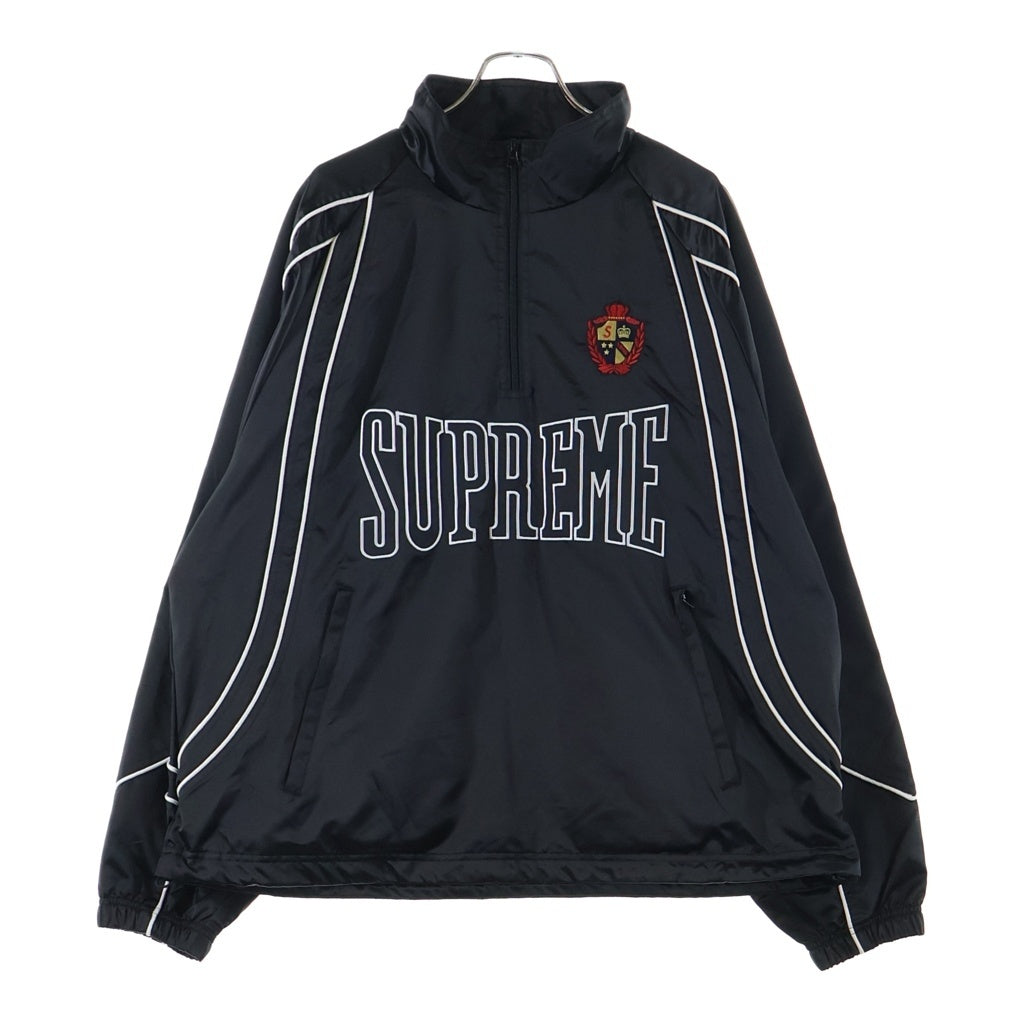SUPREME(シュプリーム) 25SS Satin Piping Pullover サテン パイピング ハーフジップ プルオーバー ジャケット ブラック