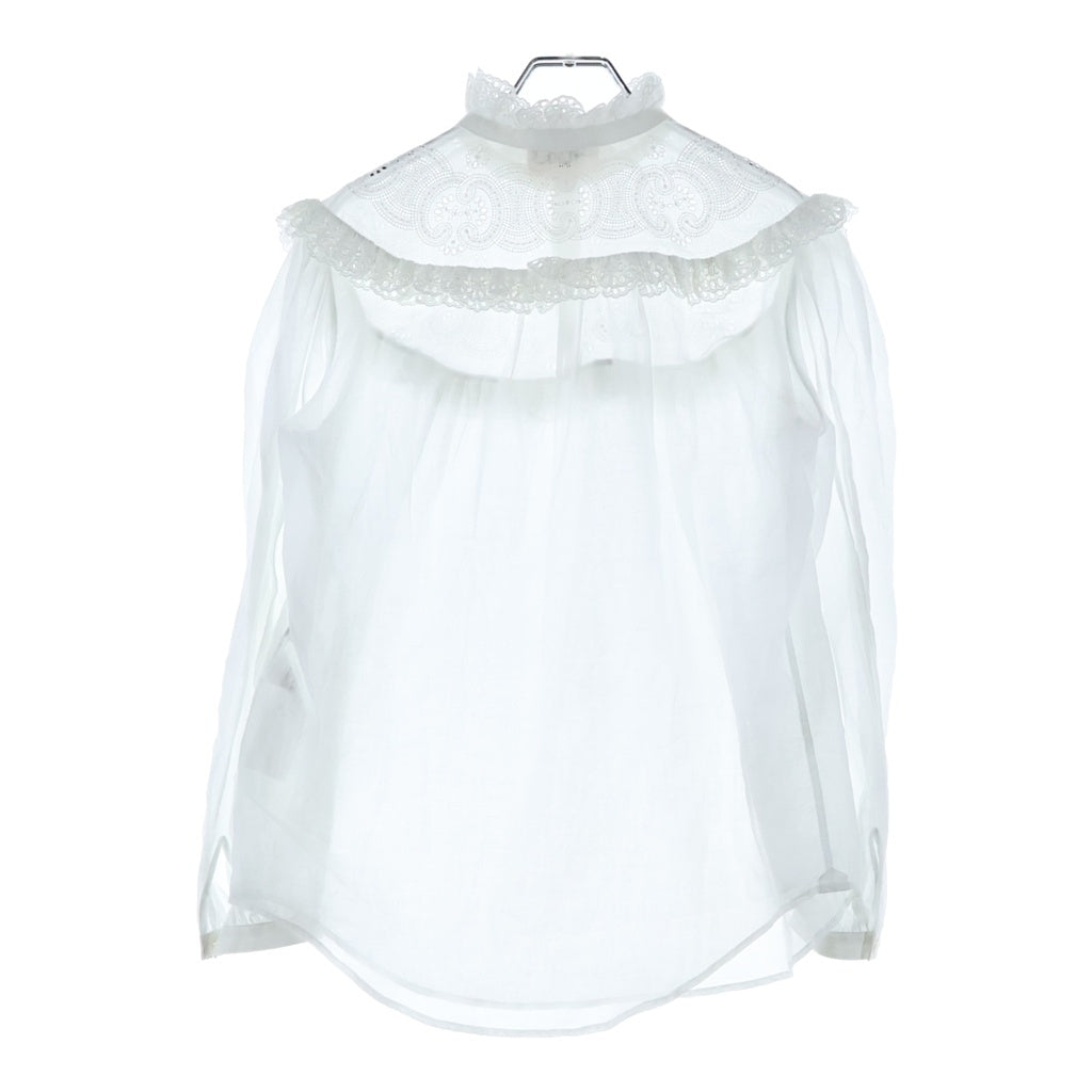 CELINE(セリーヌ) Embroidered Romy Shirt in Cotton Muslin エンブロイダリー ロミーシャツ コットンモスリン レディース ホワイト 2C02B455W