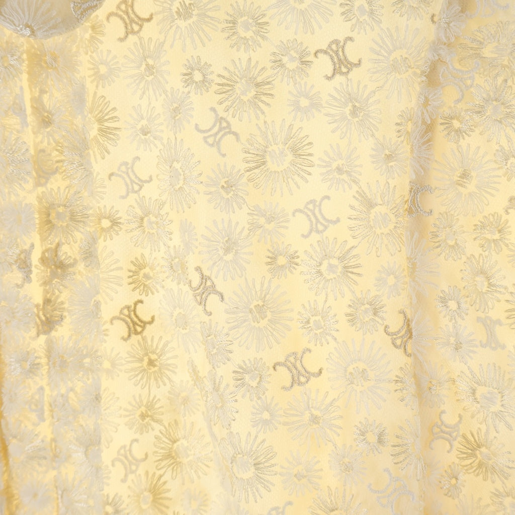 CELINE(セリーヌ) Embroidered Babydoll Mini Dress in Tulle トリオンフ ポリエステル フローラル ベビードール ワンピース アイボリー レディース 2R65J481W