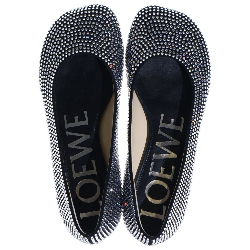 LOEWE(ロエベ) スエード ラインストーン トイバレリーナ シューズ レディース