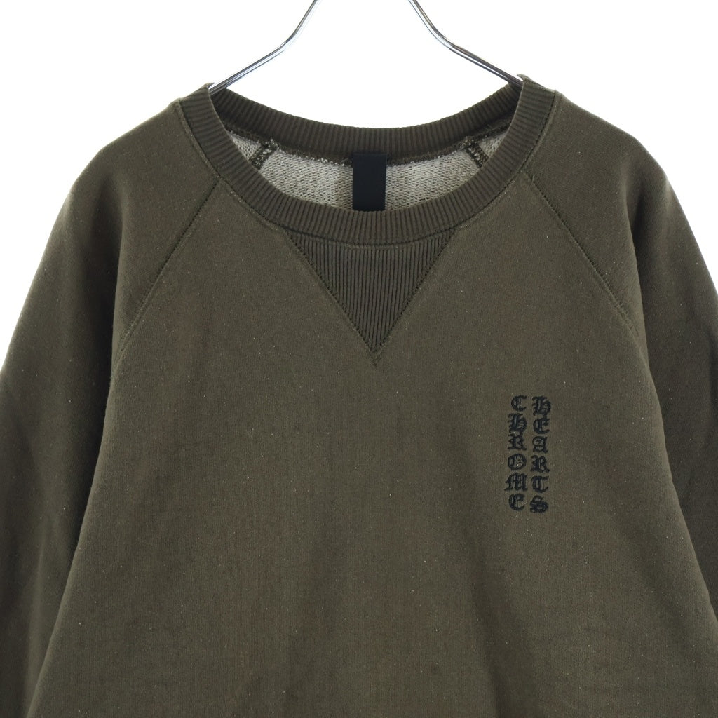 CHROME HEARTS(クロムハーツ) Y NOT バーティカルロゴ 刺繍 クルーネック スウェット トレーナー カーキ
