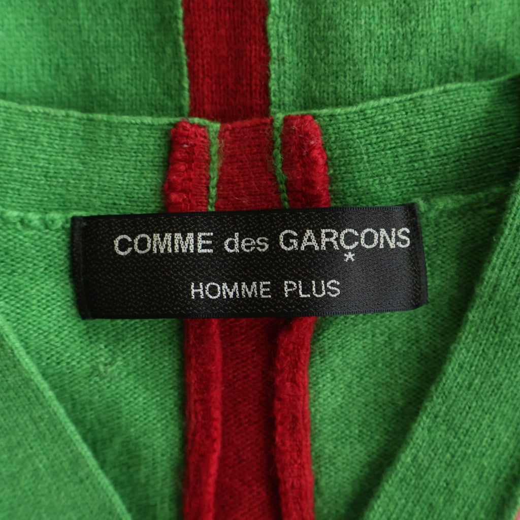 COMME des GARCONS HOMME PLUS(コムデギャルソンオムプリュス) 94AW archive ドッキングロック期 Vネックウールニットカーディガン クレイジーパターン アーカイブ グリーン/ピンク/レッド