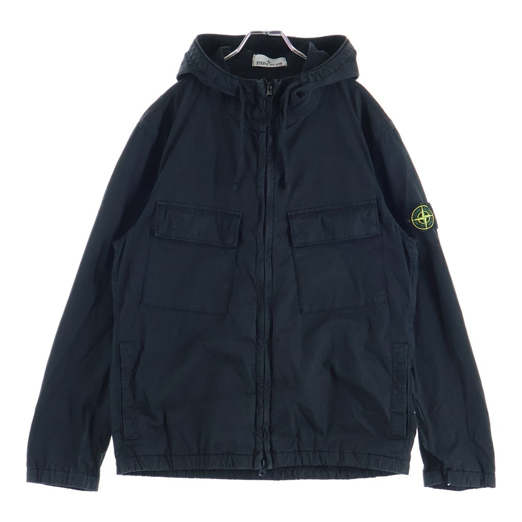 STONE ISLAND(ストーンアイランド) ロゴワッペン ジャケット ジップアップ フーディ コットン ブラック 801542610