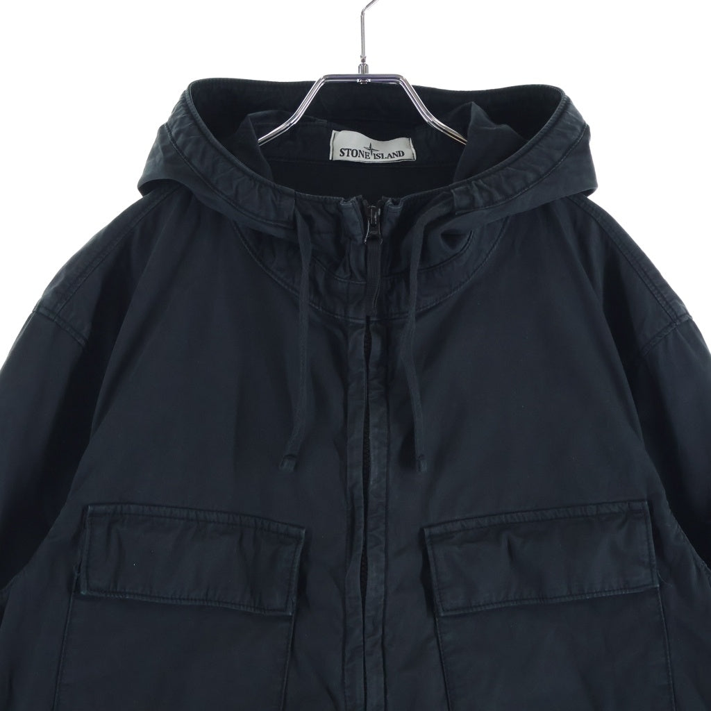 STONE ISLAND(ストーンアイランド) ロゴワッペン ジャケット ジップアップ フーディ コットン ブラック 801542610